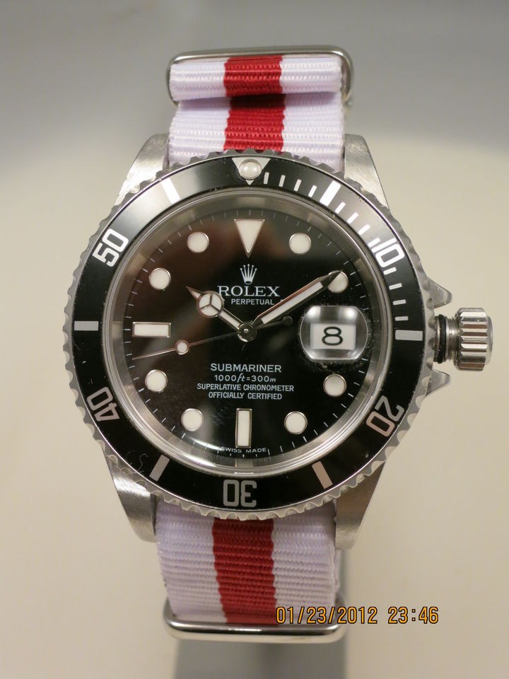 20mm strap WHITE red SKUNK excl Grand Seiko & Tudor Rolex Submariner 