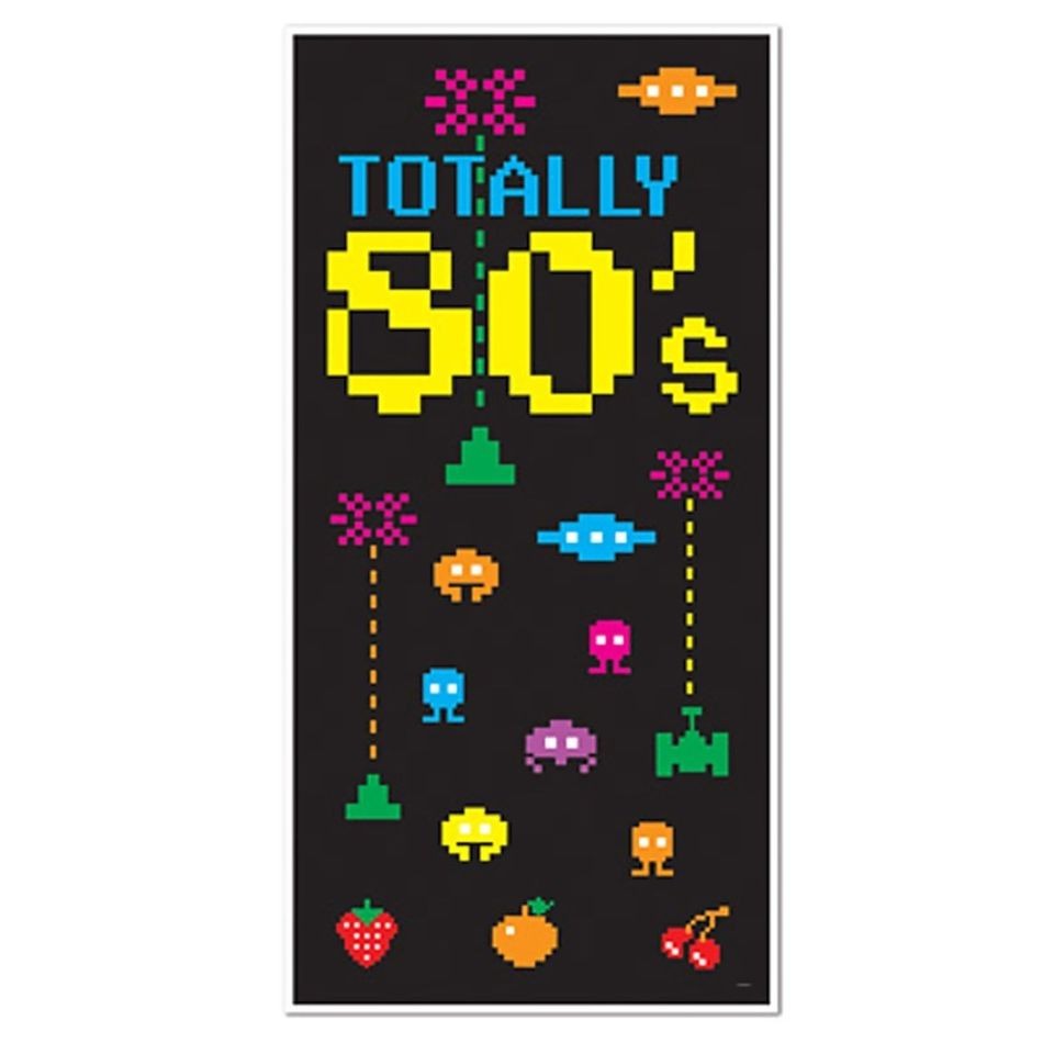 TOTALLY 80S WICKED SPACE INVADERS RETRO DOOR COVER PARTY DECORATIONS