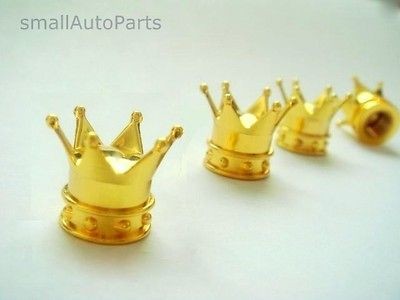 Yellow Gold Crown Tire/Wheel Stem Air Valve CAPS bling set