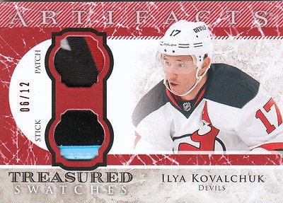 ILYA KOVALCHUK 12 13 UD ARTIFACTS DUAL PATCH STICK 4CLR #06/12 DEVILS 