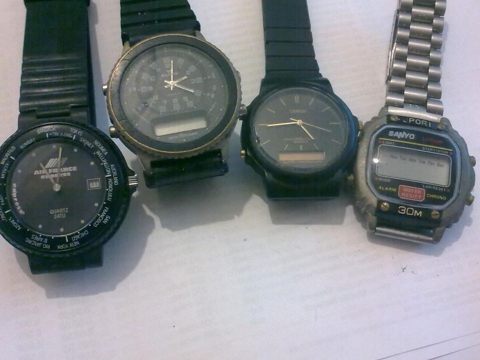 JOB LOT 4 WATCHES SANYO , WALTHAM, LORUS , AIR FRANCE EXPRESS