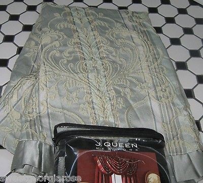   33 J. QUEEN Valance Curtain PALAZZO Waterfall Blue Damask Floral