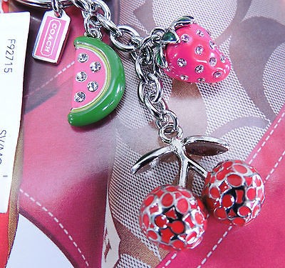 NWT COACH PAVE FRUIT STRAWBERRY WATERMELON CHERRY KEYCHAIN KEY FOB 