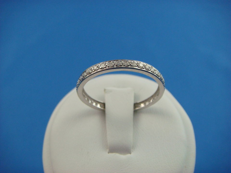   WHITE GOLD THIN ETERNITY PAVE SET RING BAND SIZE 9 1/4 2.4 MM WIDE