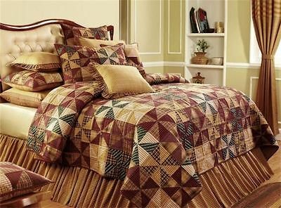 WEATHERVANE WINDMILL PRIMITIVE RUSTIC GOLD BROWN 4PC QUILT SHAMS 