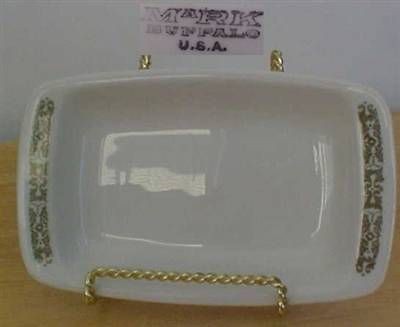 Buffalo Pottery Green & White Rectangular Serving Dish