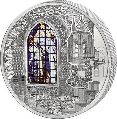 WINDOWS OF HEAVEN CRACOW Krakow Saint Francis Silver Coin 10$ Cook 