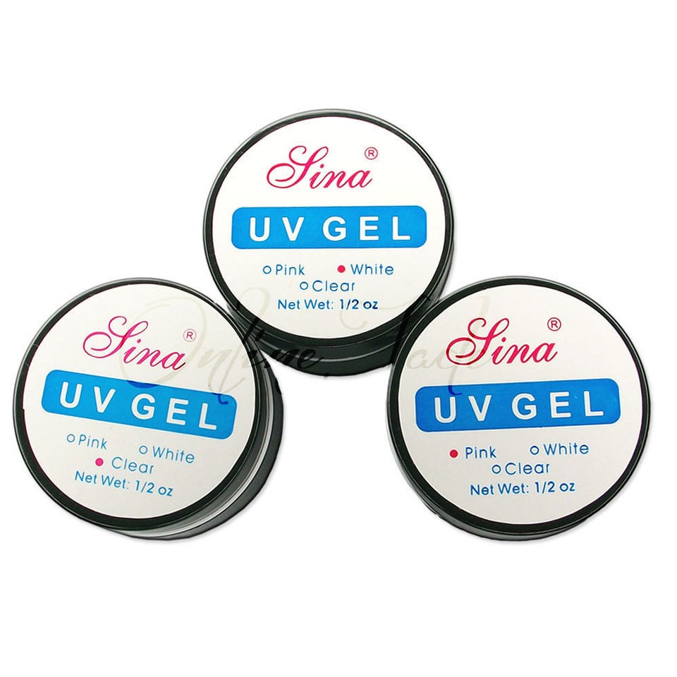   Whit​e Nail Art UV Gel Builder Tips Glue Manicure 0.5 oz Lina Black