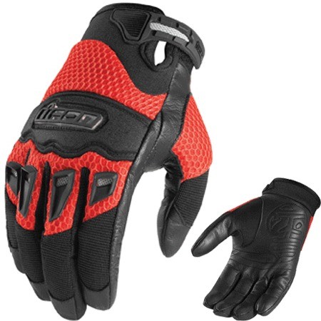 Icon Mens Twenty Niner 29er Motorcycle Gloves Red