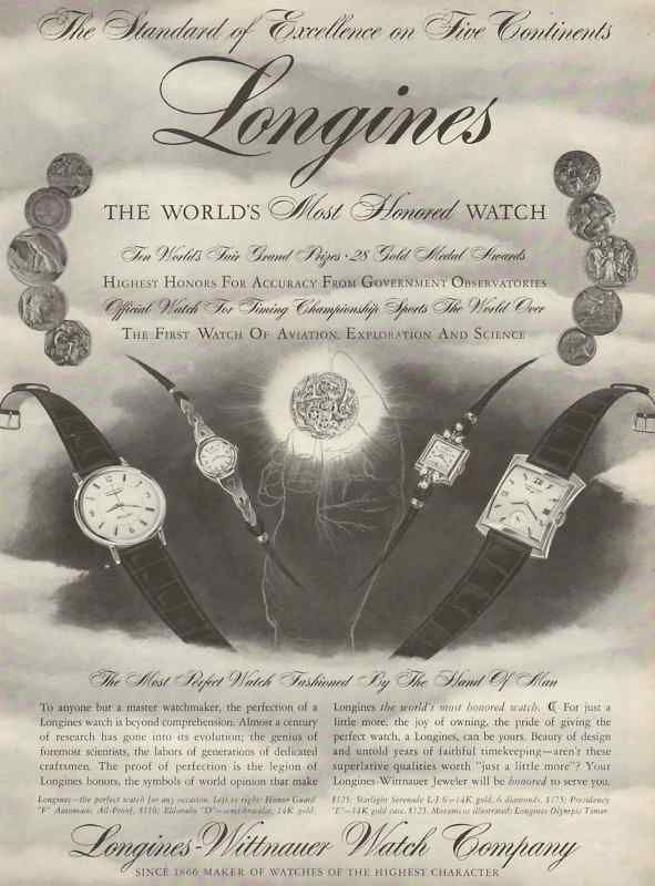 1957 Longines Wittn​auer Watches Vintage Watch Advertisement Photo 