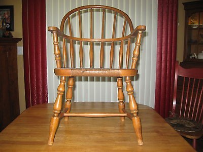   Nichols & Stone Childs Windsor Rush Seat chair orig. label on bottom