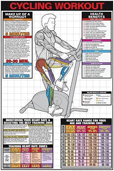 Fitness Wall Chart STATIONARY BICYCLE Cycling Poster