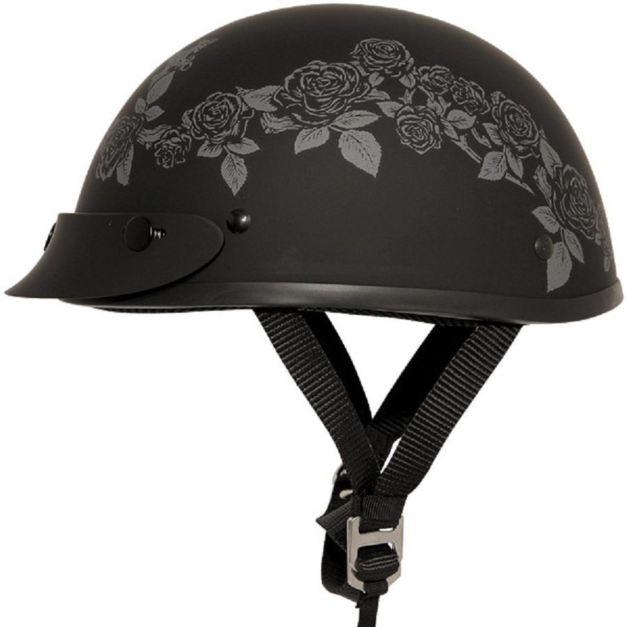 Womens Ultra Slim Profile Fiberglass Dead Roses Matte Black Half 