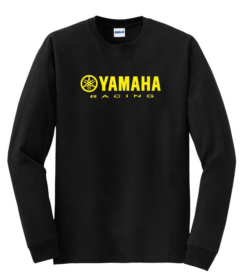 YAMAHA RACING LONG SLEEVE T SHIRT BLACK YELLOW YZF R1 R6 YFZ BANSHEE 