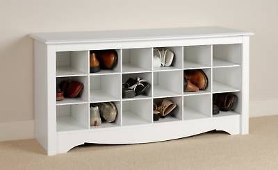 Prepac WSS 4824 White Wood Shoe Storage Cubbie Bench