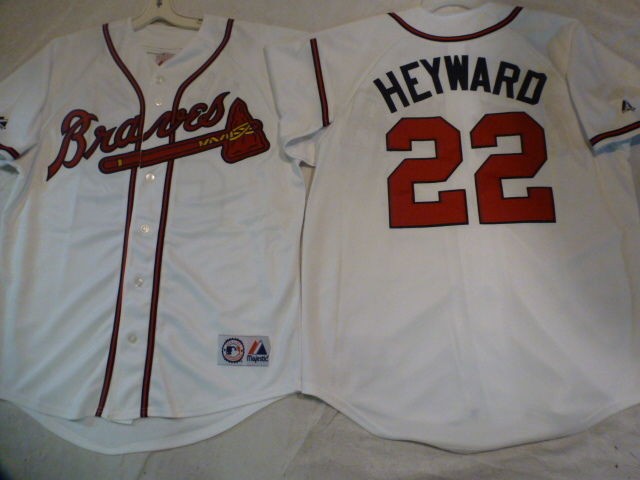   MAJESTIC Atlanta Braves JASON HEYWARD Sewn Baseball JERSEY WHITE LARGE