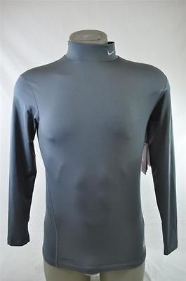 NIKE PRO COMBAT COMPRESSION DRI FIT HYPERWARM GREY LONG SLEEVE MOCK 