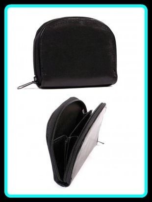   SOFT BLACK LEATHER ZIP AROUND PURSE WALLET £1 COIN CHANGE POUCH GIFT