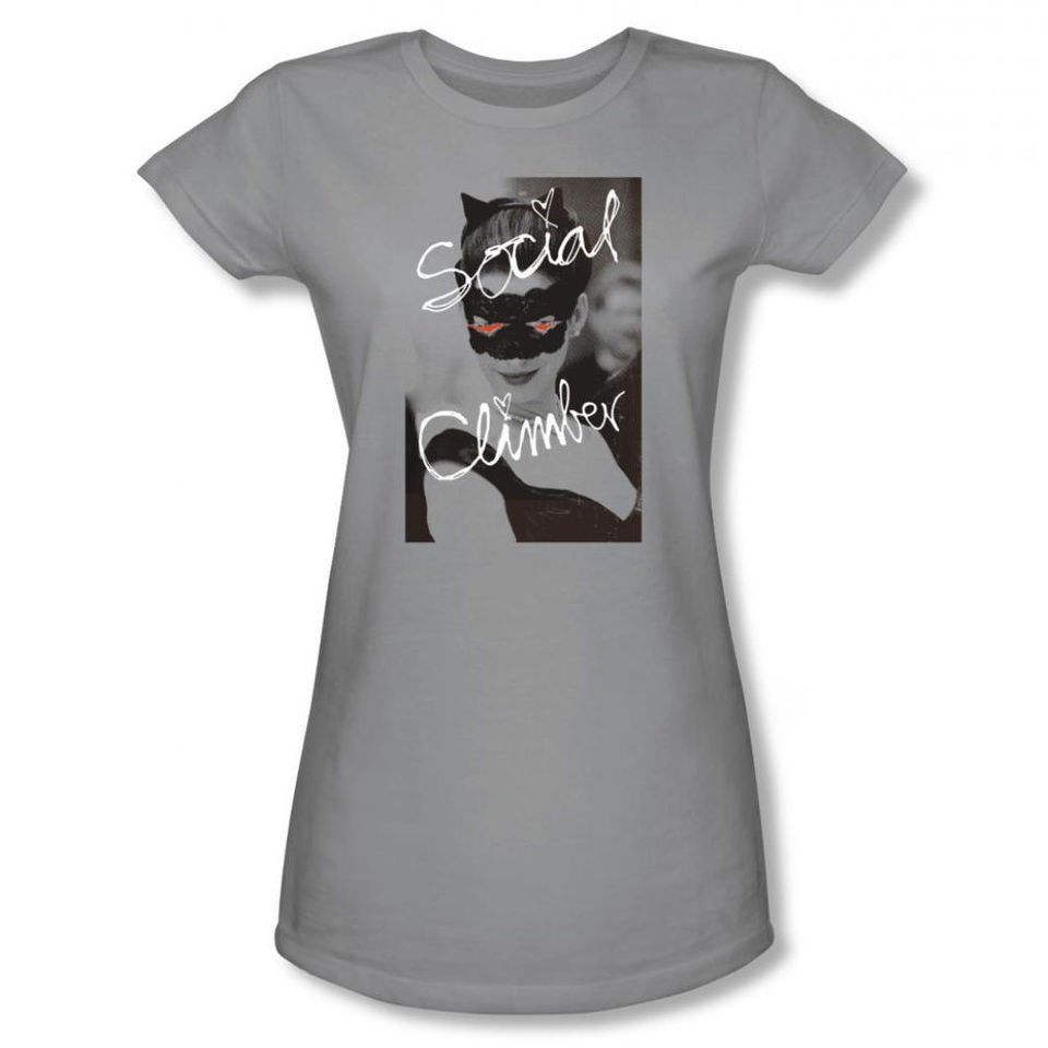 DARK KNIGHT RISES CATWOMAN SOCIAL CLIMBER WOMENS JUNIORS T SHIRT TEE 