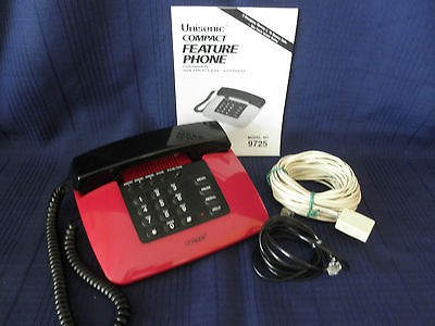 Red Unisonic Model 9725 Office Phone with 3 Emergency Memory & 10 