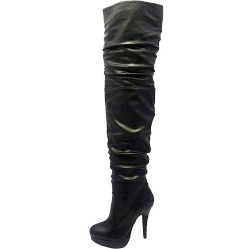 Wild Diva Women Boots over the knee Thigh High, heel Black color 