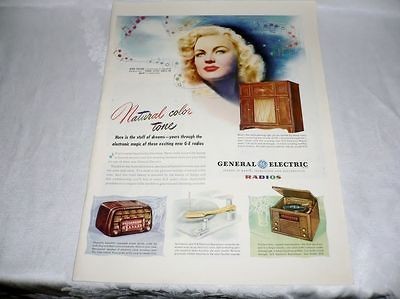 1940S AD JUNE HAVER GE RADIO PHONOGRAPH 1946 MID CENTURY WALL ART