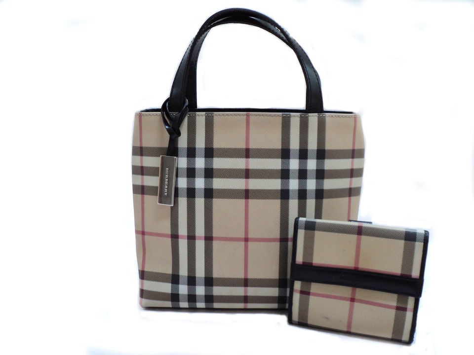 AUTHENTIC ITALIAN BURBERRY NOVA CHECK SMALL TOTE HANDBAG & MATCHING 