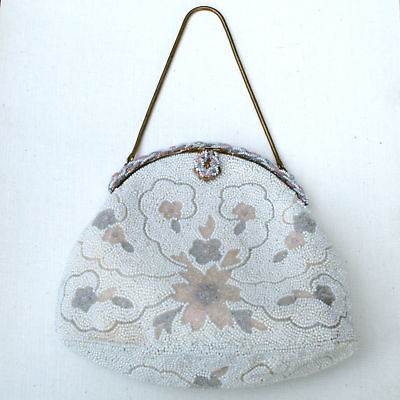 Vintage white Beaded Oberon of Paris Purse