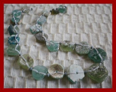 strand Ancient Roman Beads Patina Round Tabular Glass Bead S1