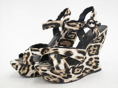 Alice + Olivia Leopard Print Juliet Platform Wedges 38