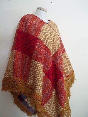 Vintage~ Southwestern Indian,Mexican,Aztec,Boho Style Oversized Poncho 