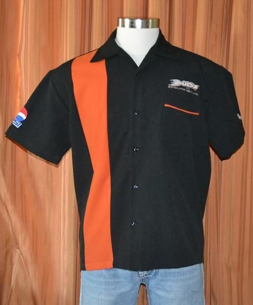 ANAHEIM DUCKS BOWLING CLUB PEPSI Steady Customs BLACK ORANGE SHIRT 