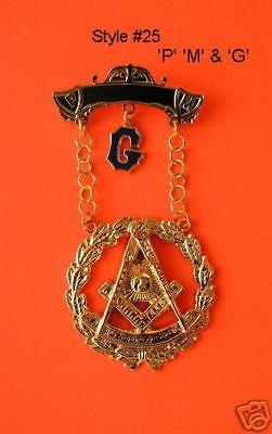 Gold #25 Past Master Breast Medal Jewel P & M Masonic