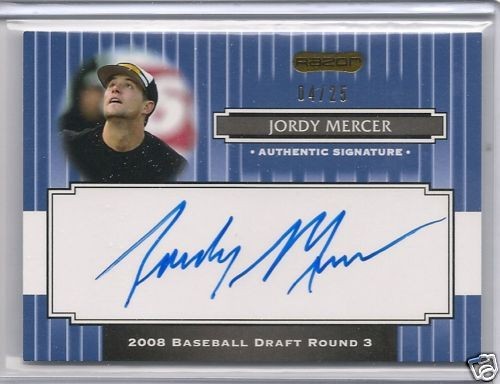 08 RAZOR RC BLUE PARALLEL AUTO JORDY MERCER /25