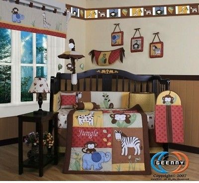 Boutique  Jungle Animals 13PCS CRIB BEDDING SET