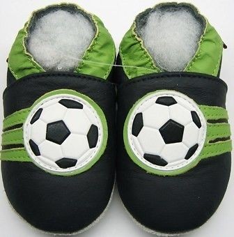 Mini Shoezoo football soccer black 0 6 mois chaussons cuir bebe