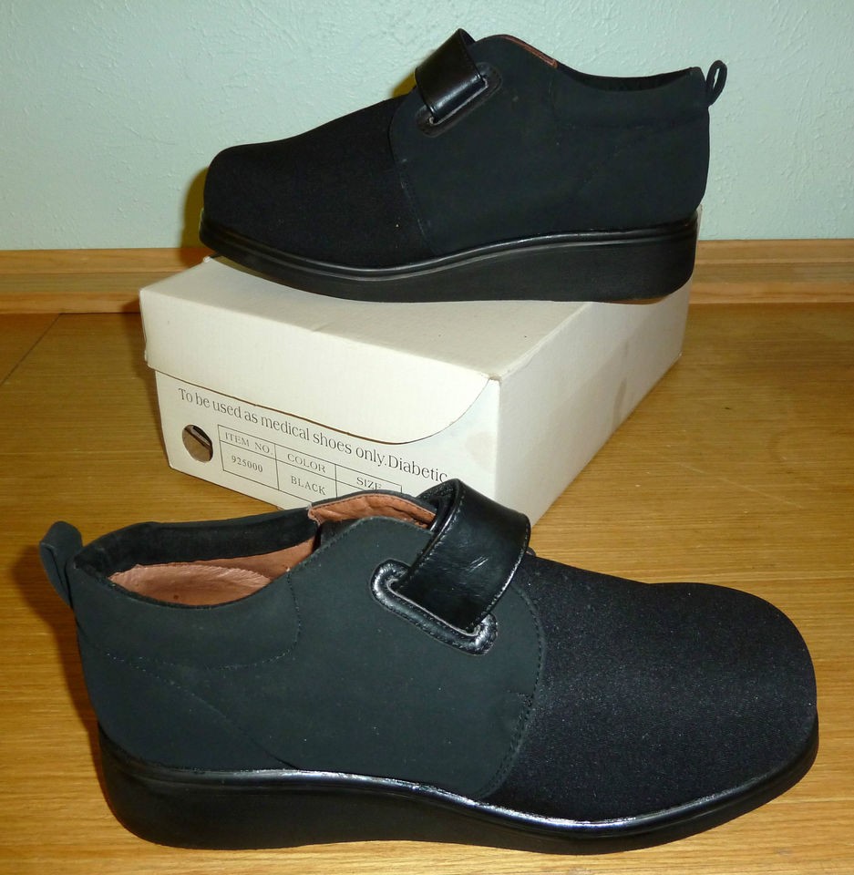 NEW SHUR FIT DIABETIC SHOE MENS BLACK SIZE 7.5 WIDE WIDTH W/INSERTS 