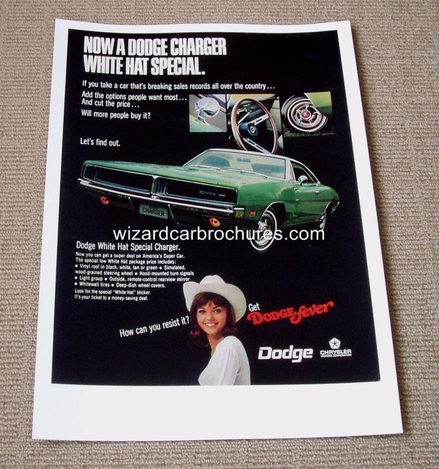 1969 DODGE CHARGER R/T POSTER AD SALES BROCHURE MINT