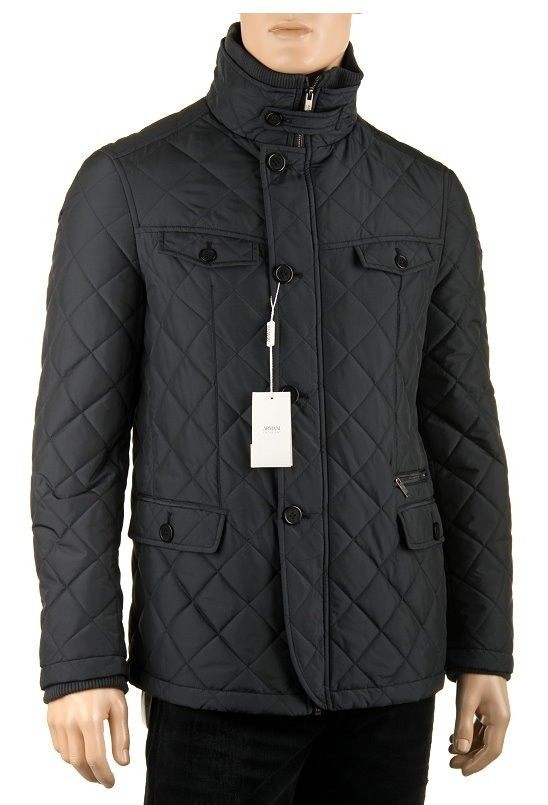 NEW ARMANI COLLEZIONI MENS QUILTED STYLISH BLUE/GRAY PARKA JACKET 50 