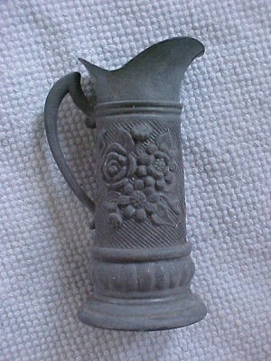 Miniature PEWTER Ornate Water Carafe Pitcher Tankard England English 