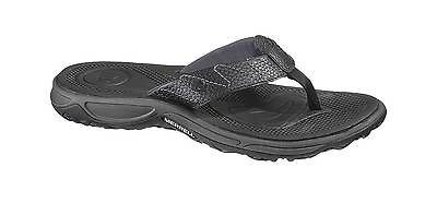 Merrell Mens Tortugus Leather Flip Flops Thong Sandals Black 9 M