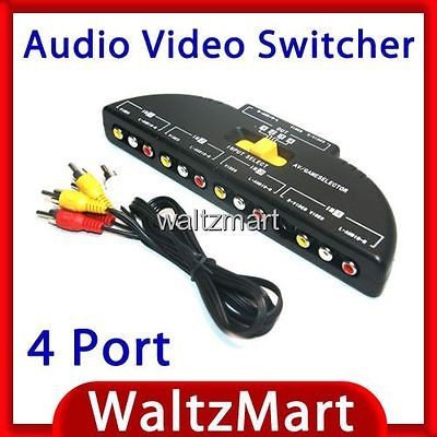 Way Audio Video AV Switch Switcher 4 Input 1 Output Splitter Box 