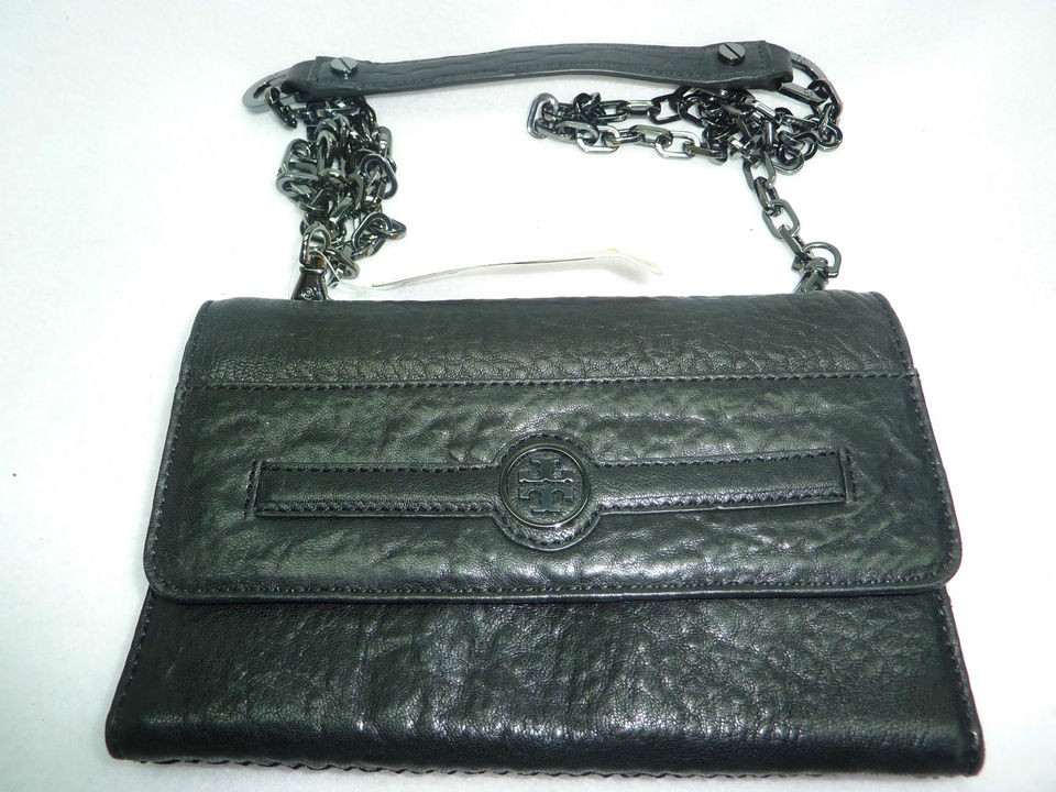 TORY BURCH AUDRA CHAIN WALLET BLACK CROSSBODY MESSENGER HANDBAG BAG 