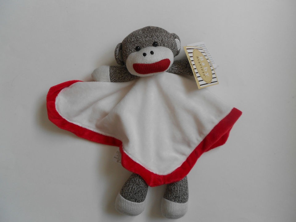 NEW Baby Starters Sock Monkey Lovey Security Blanket Rattle Plush 