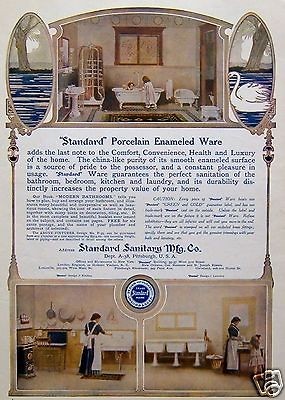   Sanitary Mfg. Co. Porcelain Enameled Sinks Tubs Basins Vintage Ad