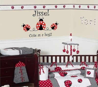   and black polka dot Ladybug wall decal to match garden or bug bedding