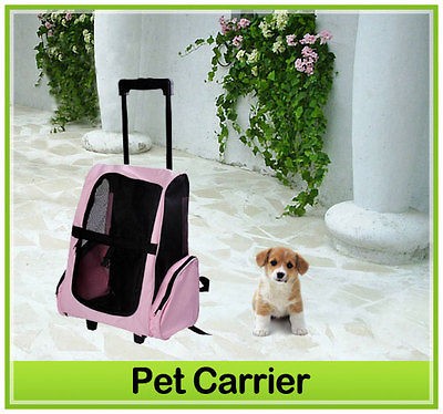 New 4 IN 1 Pet Dog Backpack Carrier Airline Rolling Luggage Travel Bag 