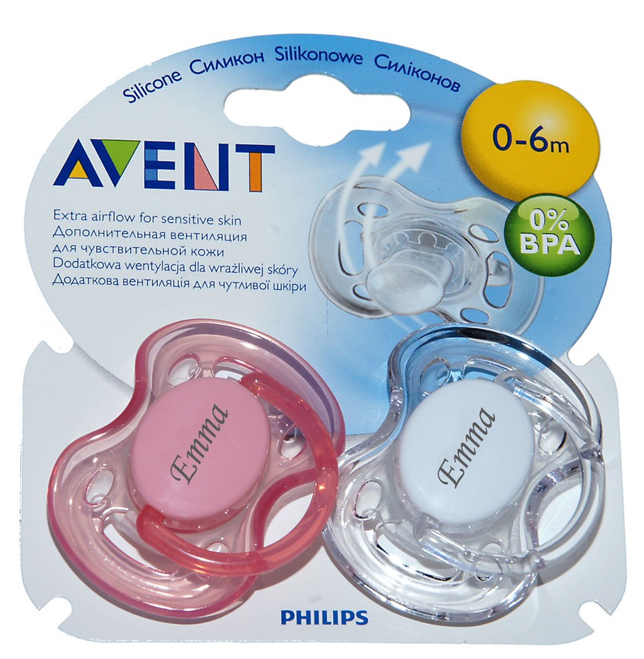 PERSONALISED DUMMY AVENT *FLOWER* DUMMY AND DUMMY CLIP *CAN BE STERILISED* 