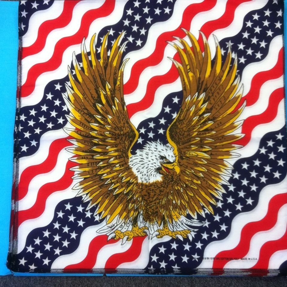 BALD EAGLE AMERICAN FLAG BANDANA RED WHITE AND BLUE