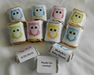 30 PERSONALIZED OWL BABY SHOWER BIRTHDAY PARTY HERSHEYS CANDY WRAPPER 